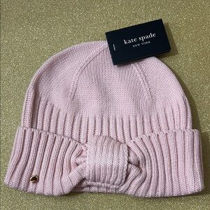 NWT kate spade Ribbed Pink Bow Knit Beanie